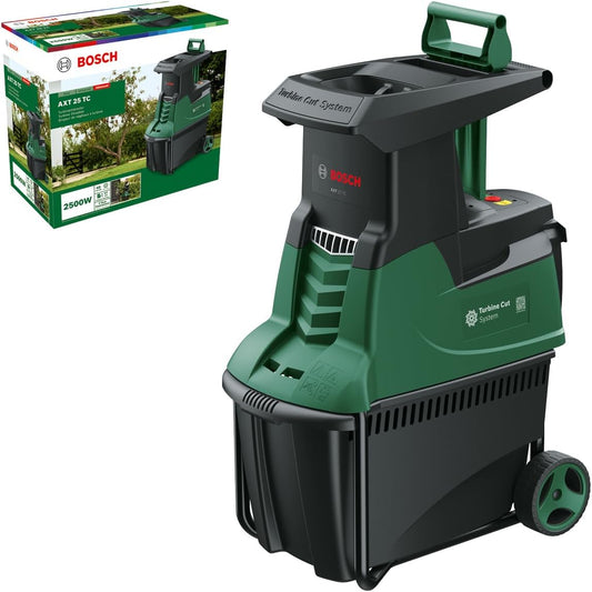 Bosch Turbinenhäcksler AXT 25 TC (2.500 W; geeignet für Holz und harte Gartenabfälle; integrierte Fangbox 53 l; in