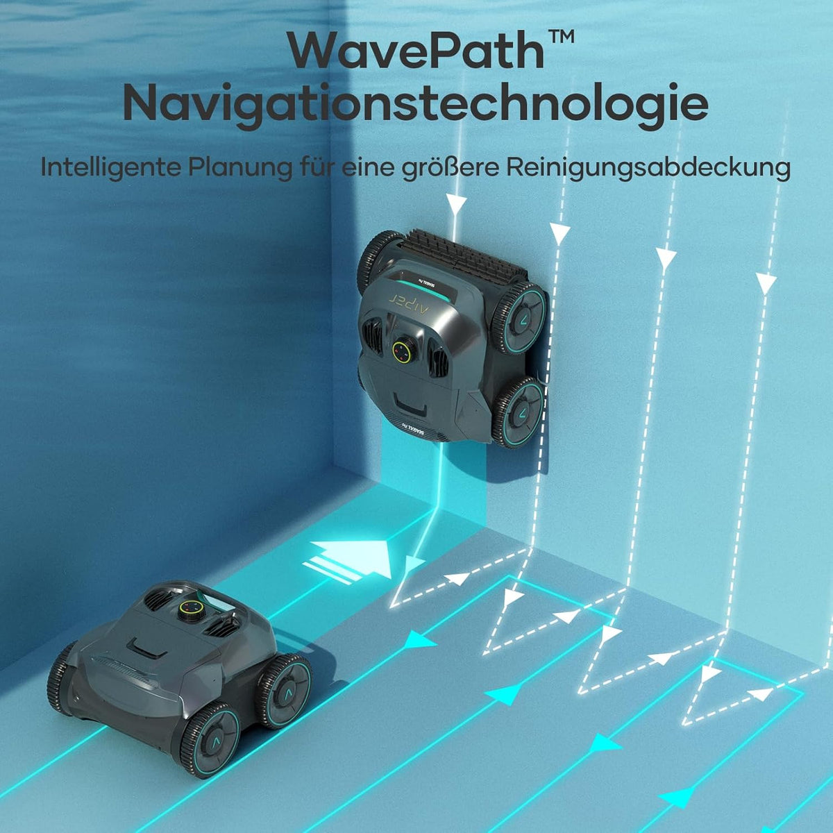 AIPER ZT6002 Poolroboter, Quad-Motor, WavePath, 3 Modi, Kabellos, Boden & Wand, bis 150㎡