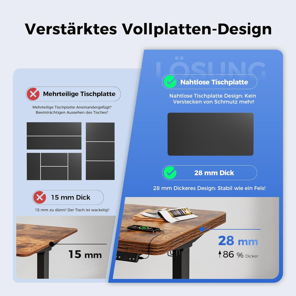 Agliestic Ergonomischer Höhenverstellbarer Steh-Sitz-Schreibtisch 160x80cm Doppelmotor Memory-Steuerung Homeoffice