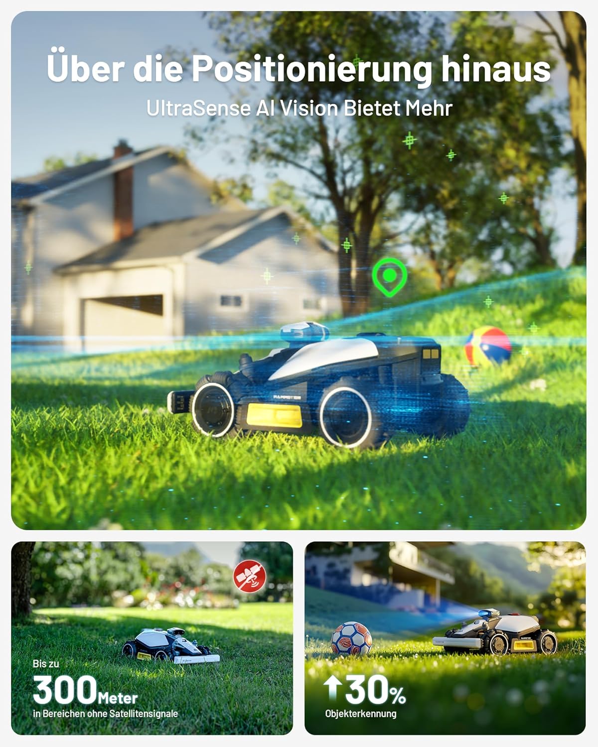 MAMMOTION LUBA mini AWD 1500 Mähroboter 1500 m², NetRTK+Vision, ohne Kabel, 80 % Steigung