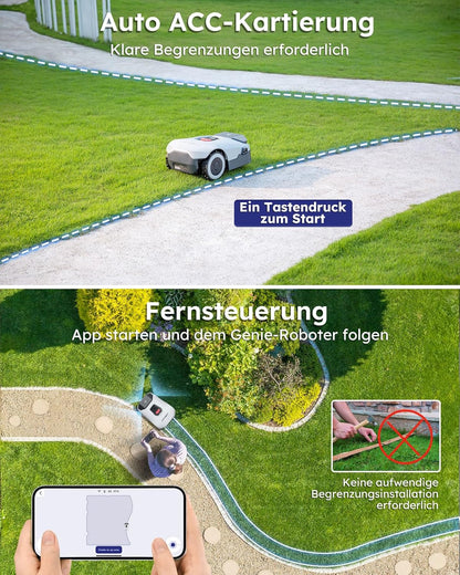 ANTHBOT Genie Mähroboter ohne Begrenzungskabel 3600 m², Full Band RTK + 4-Augen-Vision Roboter-Rasenmäher, 30+