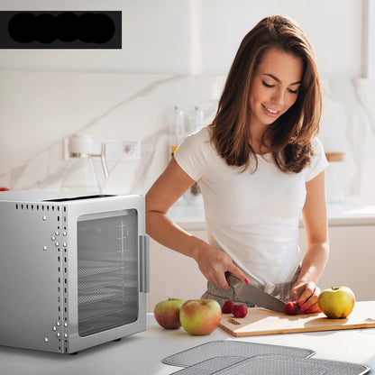 Arendo - Stainless steel dehydrator 8-fold - 500 watts with temperature control - dehydrator for food meat fruits fruit