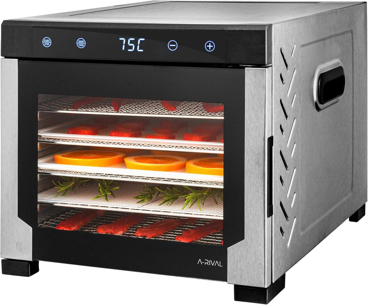 A-rival Dehydrator, Stainless Steel Dehydrator, Touch Control, Professional Dehydrator Stainless Steel, 24 Hour Timer